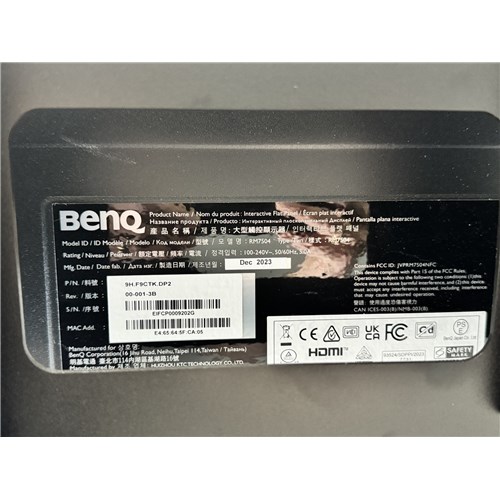BenQ 75in Demo Unit SYD - Panel Barcode